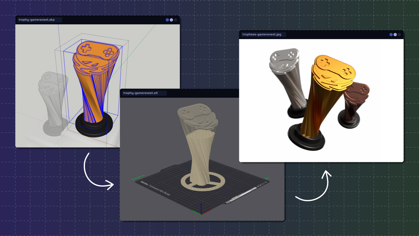 Aperçu graphique de projets de conception et d'impression 3D