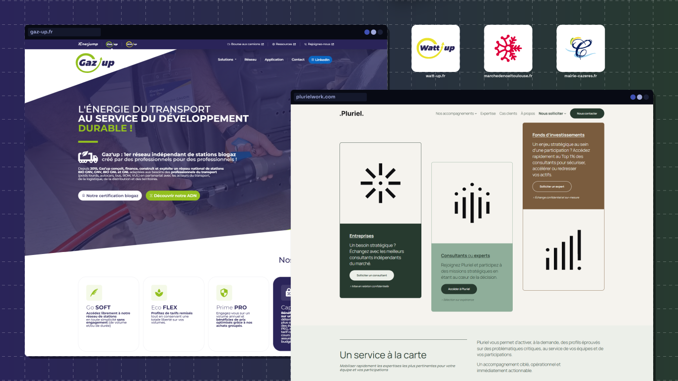 Aperçu graphique de plusieurs outils métier sur mesure